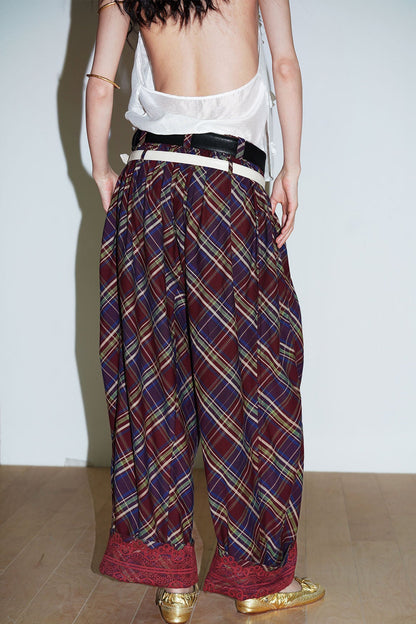 Retro Plaid Cotton Pants