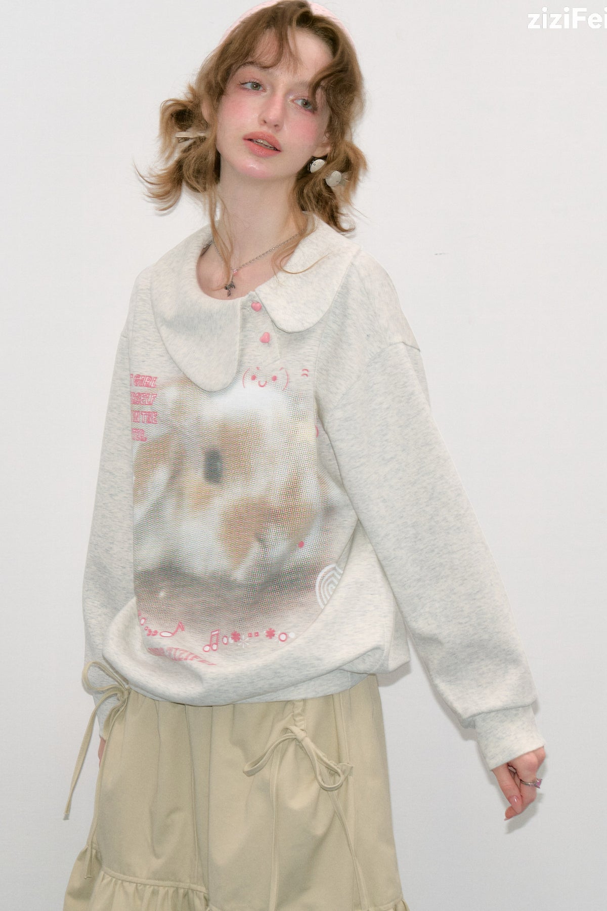 Polka Dot Rabbit Print Sweatshirt