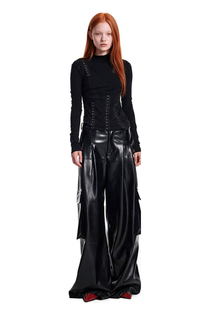 Asymmetrical Metal Hook Knit Top