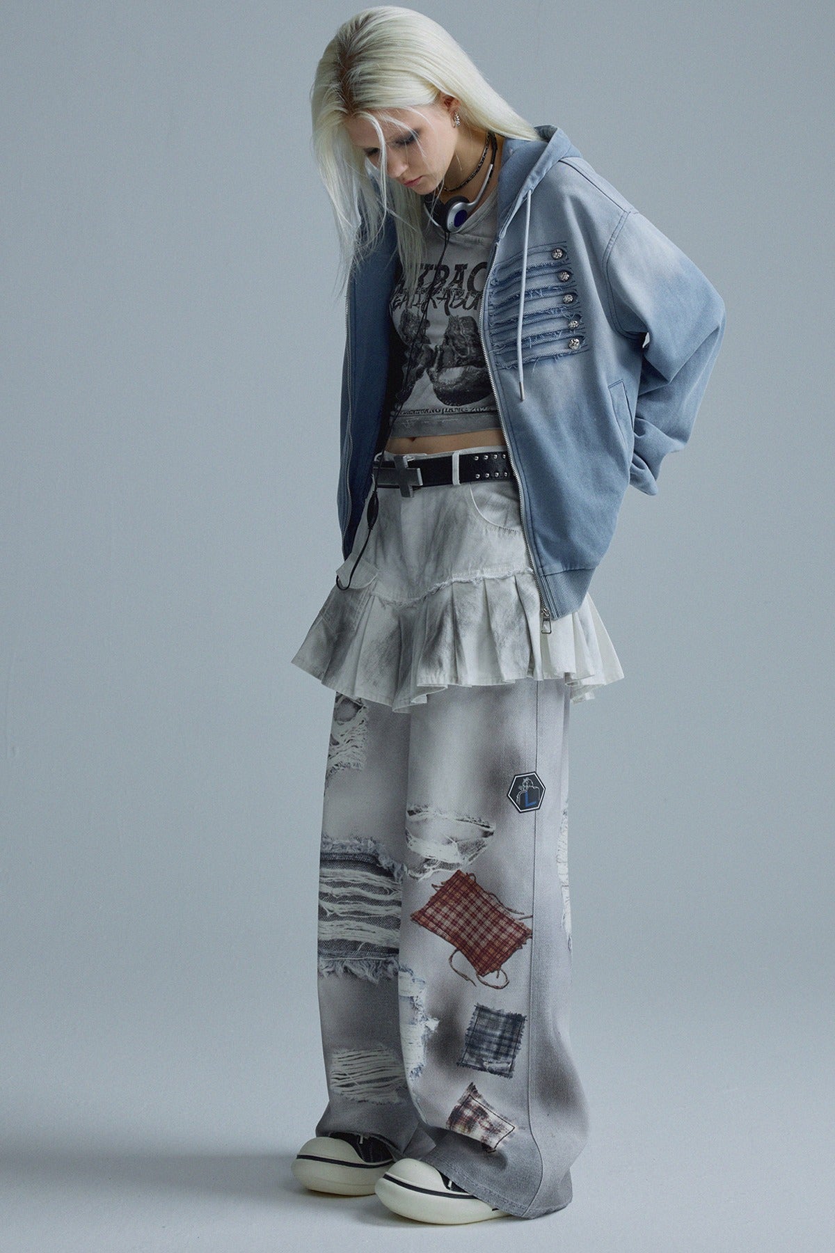 Distressed Gradient Washed Blue Jacket