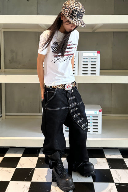 Tailored Buttoned Contrast Stitch Jeans