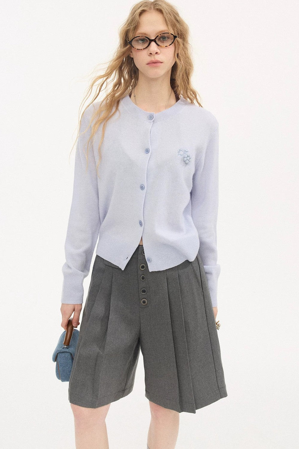 Pleated Gray Dress Shorts