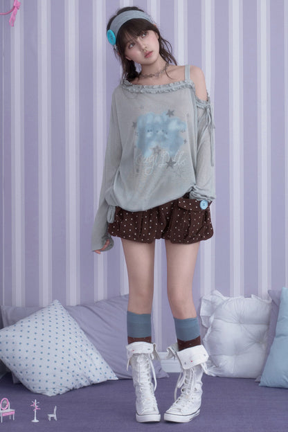 Hazy Bunny Off-Shoulder T-Shirt