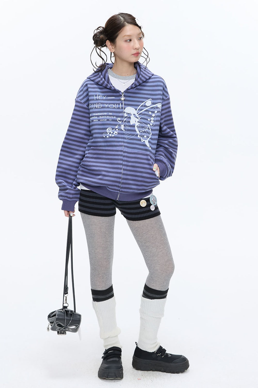 Butterfly Striped Zip Hoodie