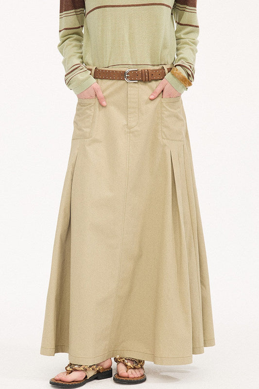 Pleated Pocket Umbrella Skirt