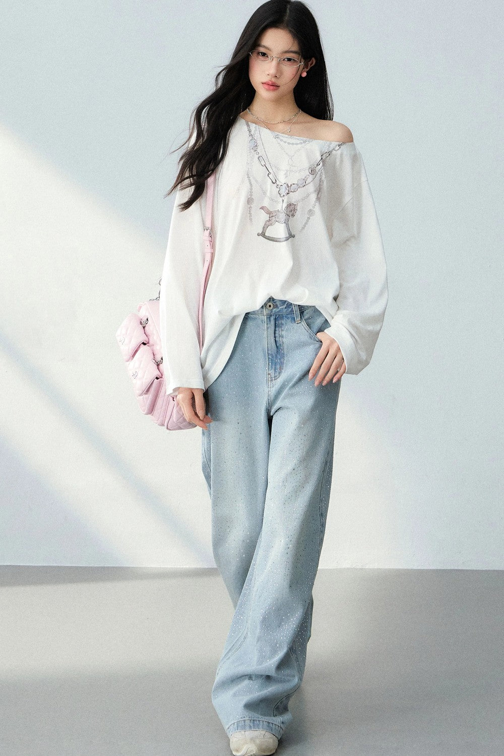Pony Necklace Off-Shoulder Top Set-Up