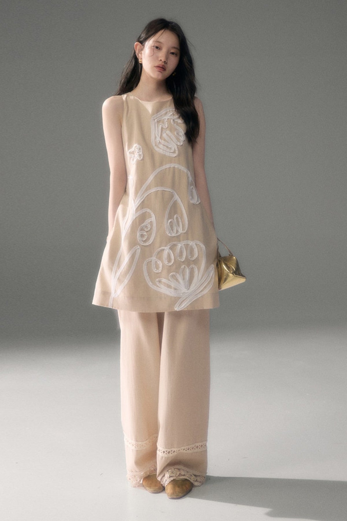 3D Floral Bird Tencel Dress