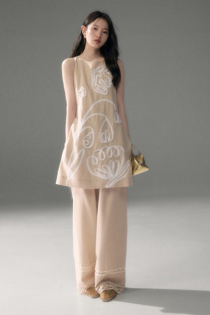 3D Floral Bird Tencel Dress