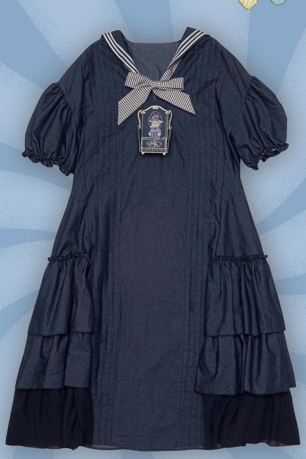3D Sofa Embroidered Denim Dress