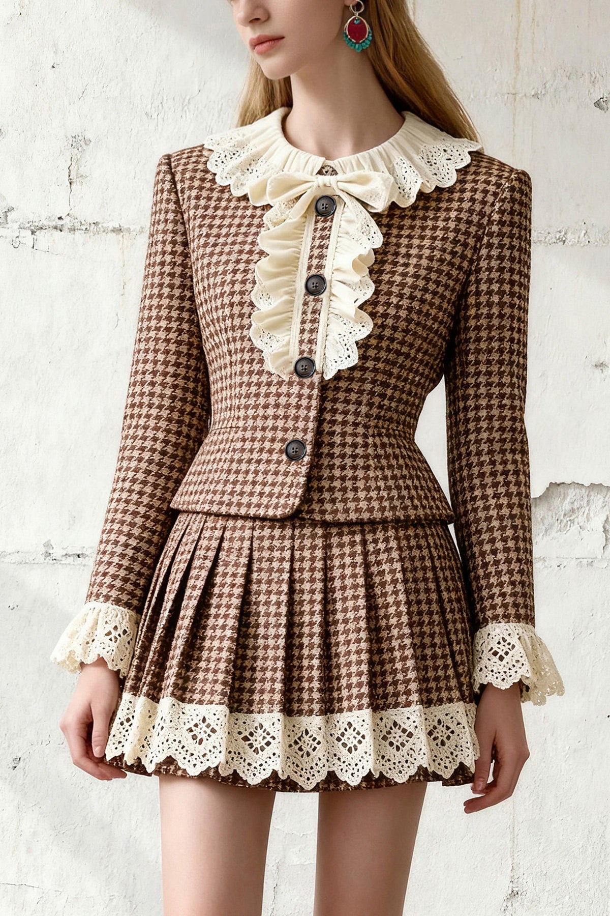 Short Jacket Pleated Skirt Set