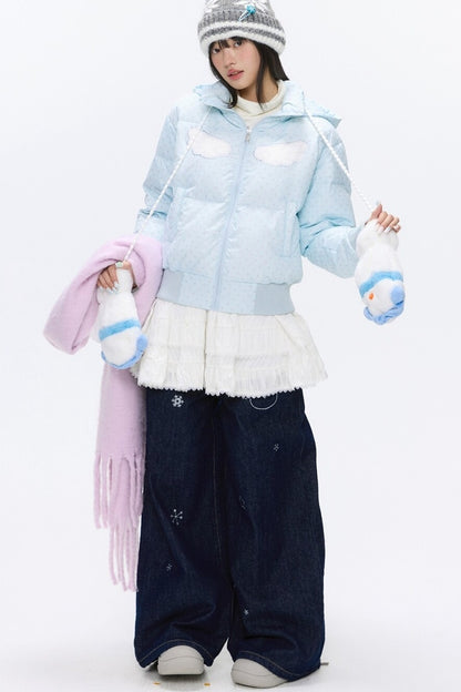 Hooded Polka Dot Down Jacket