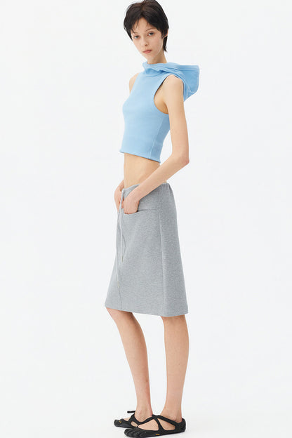 High-Neck Hooded Vest
