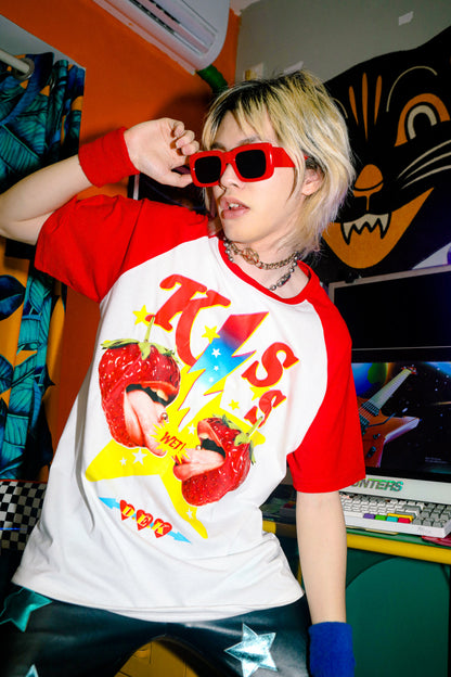 Maglietta punk retrò con maniche raglan