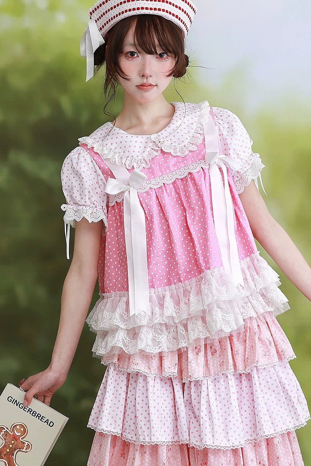Retro Pink Polka Dot Bow Shirt