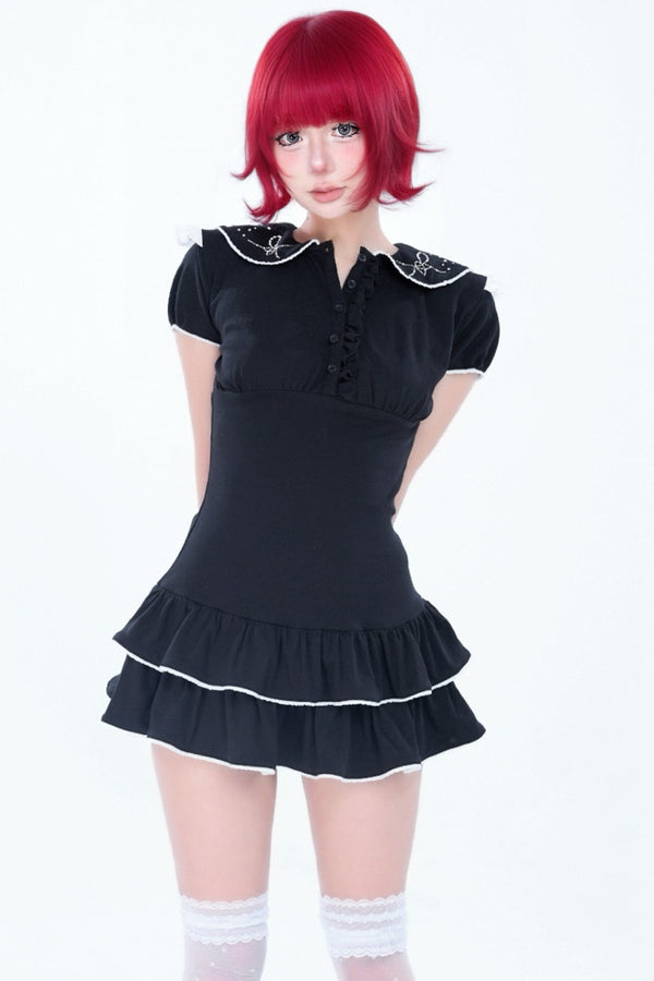 Sparkling Sailor Rhinestone Tiered Dress Set-Up