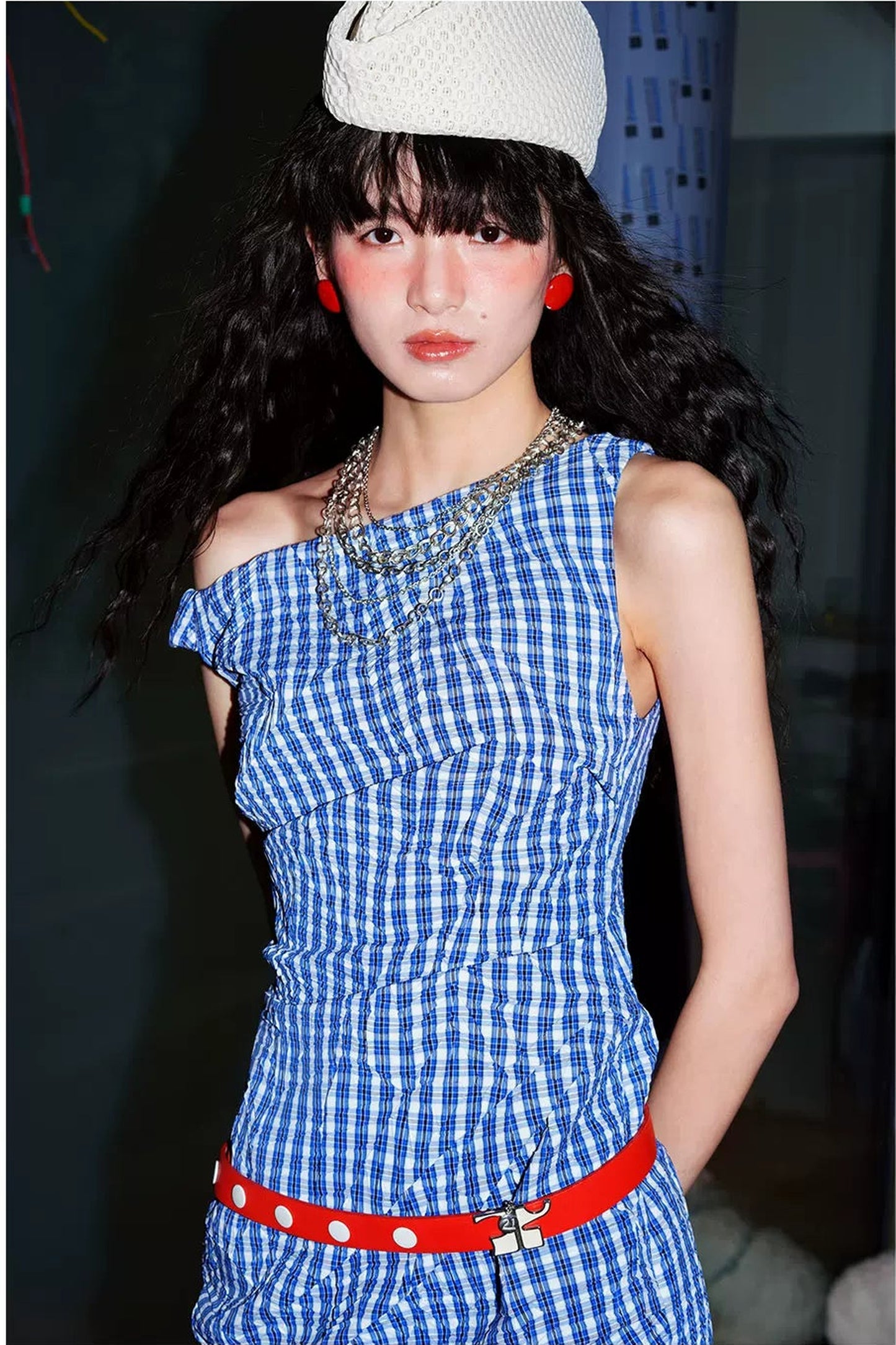 Retro Plaid Asymmetrical Dress
