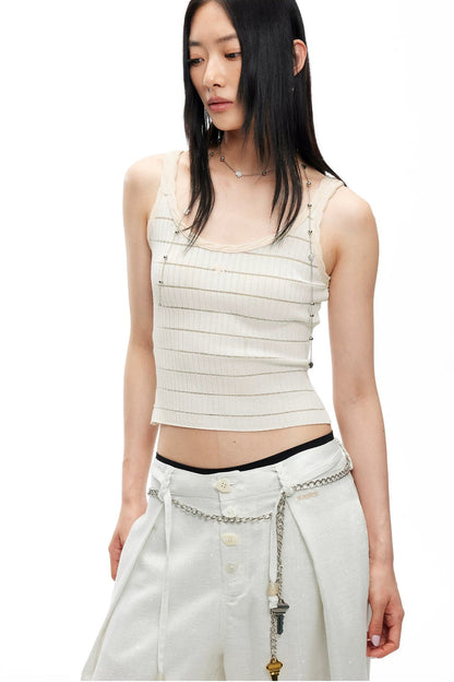 Color-Block Cable Knit Camisole Top