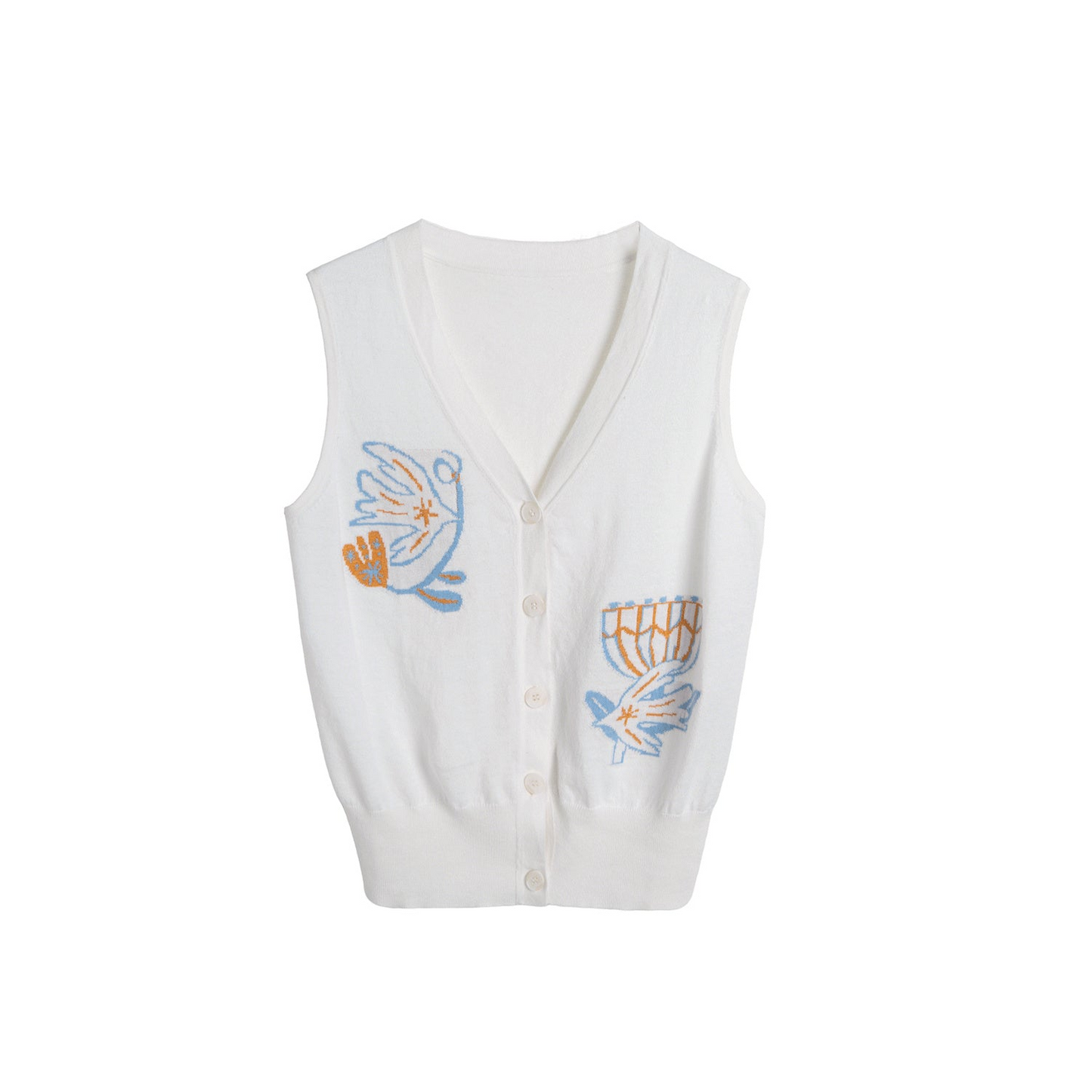 Summer Bird Floral Cotton Vest