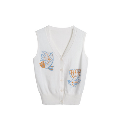 Summer Bird Floral Cotton Vest
