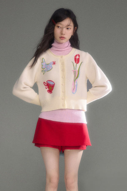 Red Berry A-Line Layered-Look Skirt
