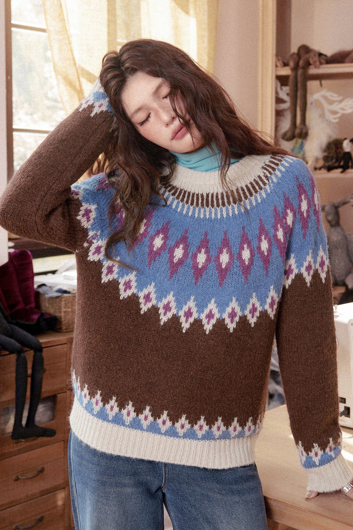Coarse Knit Fair Isle Sweater
