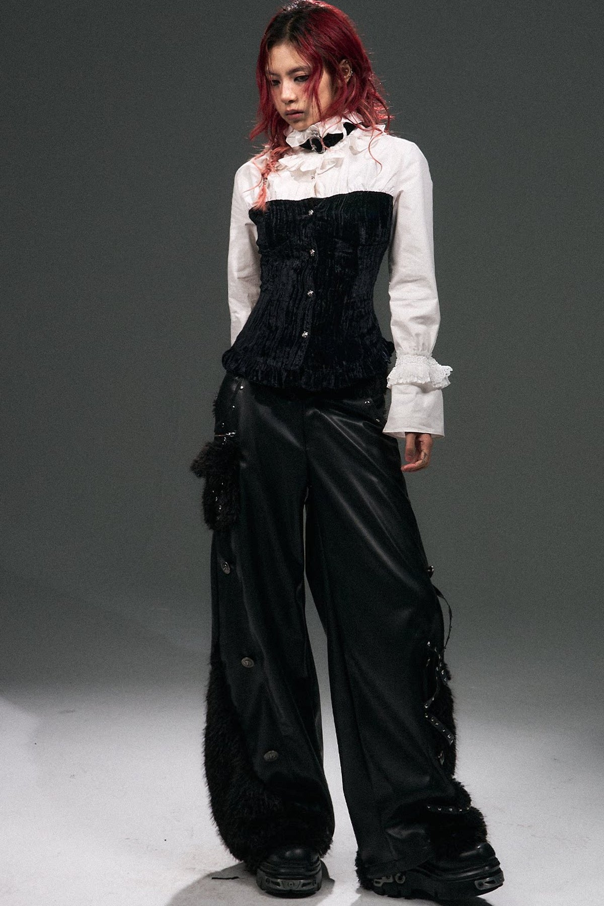 Retro Punk Velvet Bell Sleeve Shirt