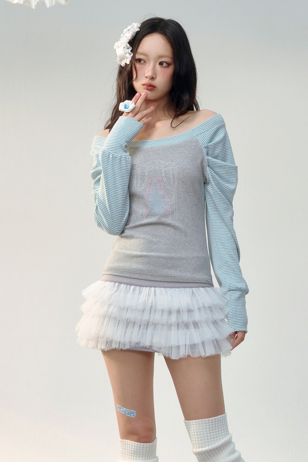 Irregular Layered Color-Blocked Mesh Skirt