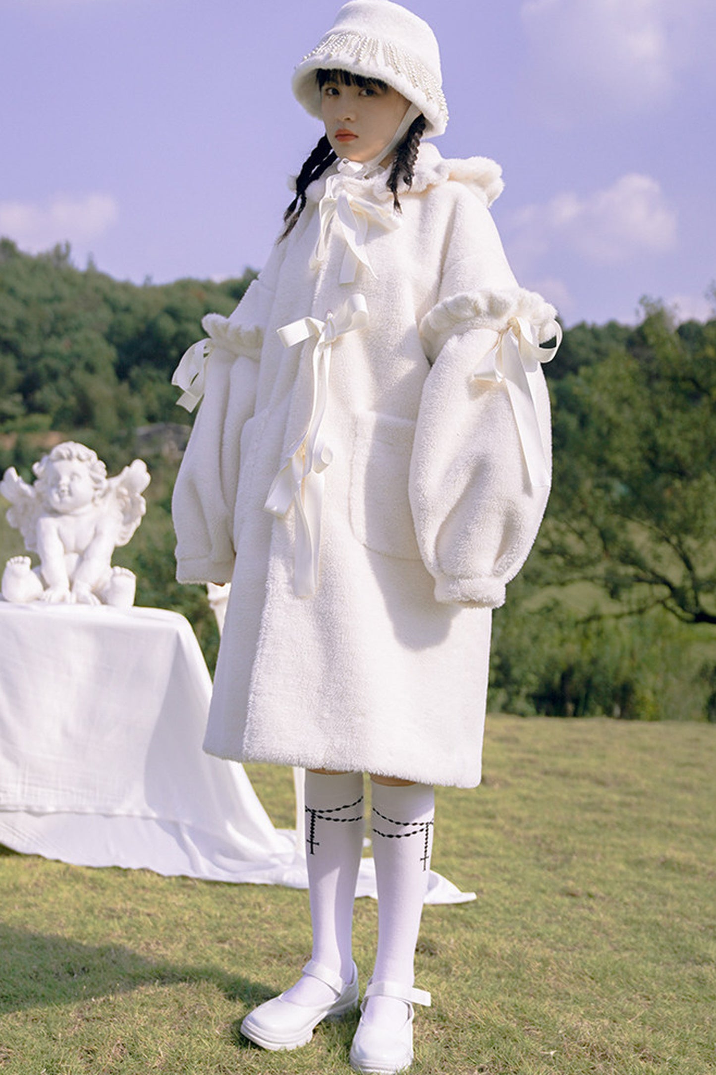 Bunny Ear Fluffy Bow Coat