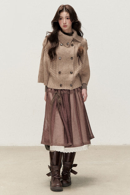 Ballet Brown Gauze Long Skirt