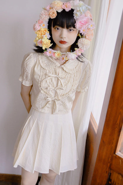 Heart Jacquard Bow Cardigan Shirt