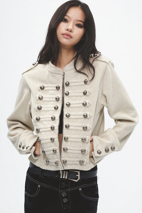 Metal Decorated Shoulder Pad Jacket Set-Up