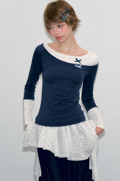 Haut en maille à pois d’automne