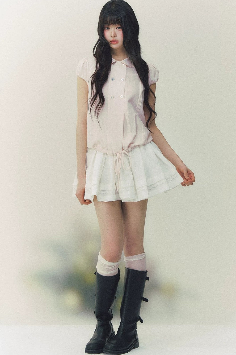 Retro Slimming Short Sleeve Blouse