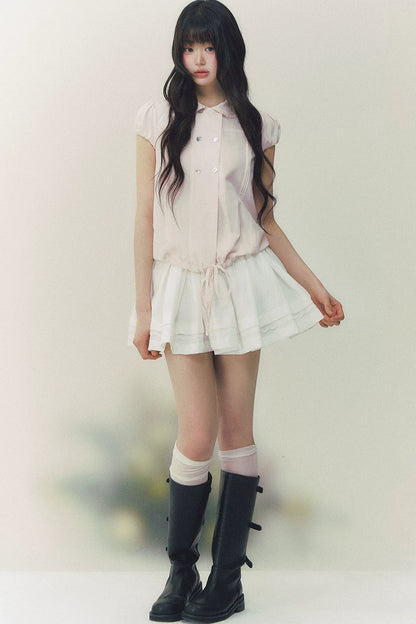Retro Slimming Short Sleeve Blouse