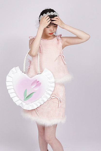 Tulip Heart Woven Crossbody Bag