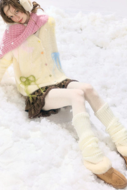 Thick Soft Knit Bow Cardigan