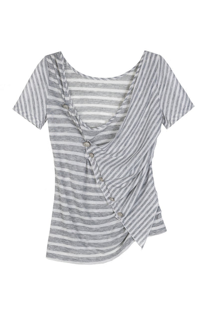 Asymmetrical Striped Knit Top
