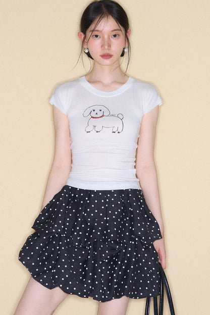 Retro Polka Dot Ruffle Cake Skirt