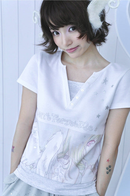 Y2K Angel Foil Two-Piece Tee