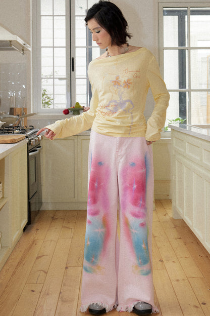 Light Pink Universe Denim Pants