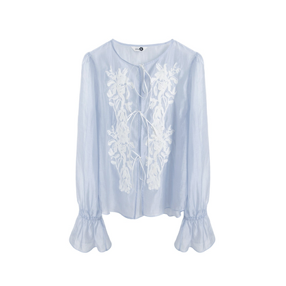 Embroidered Tencel Linen Blouse