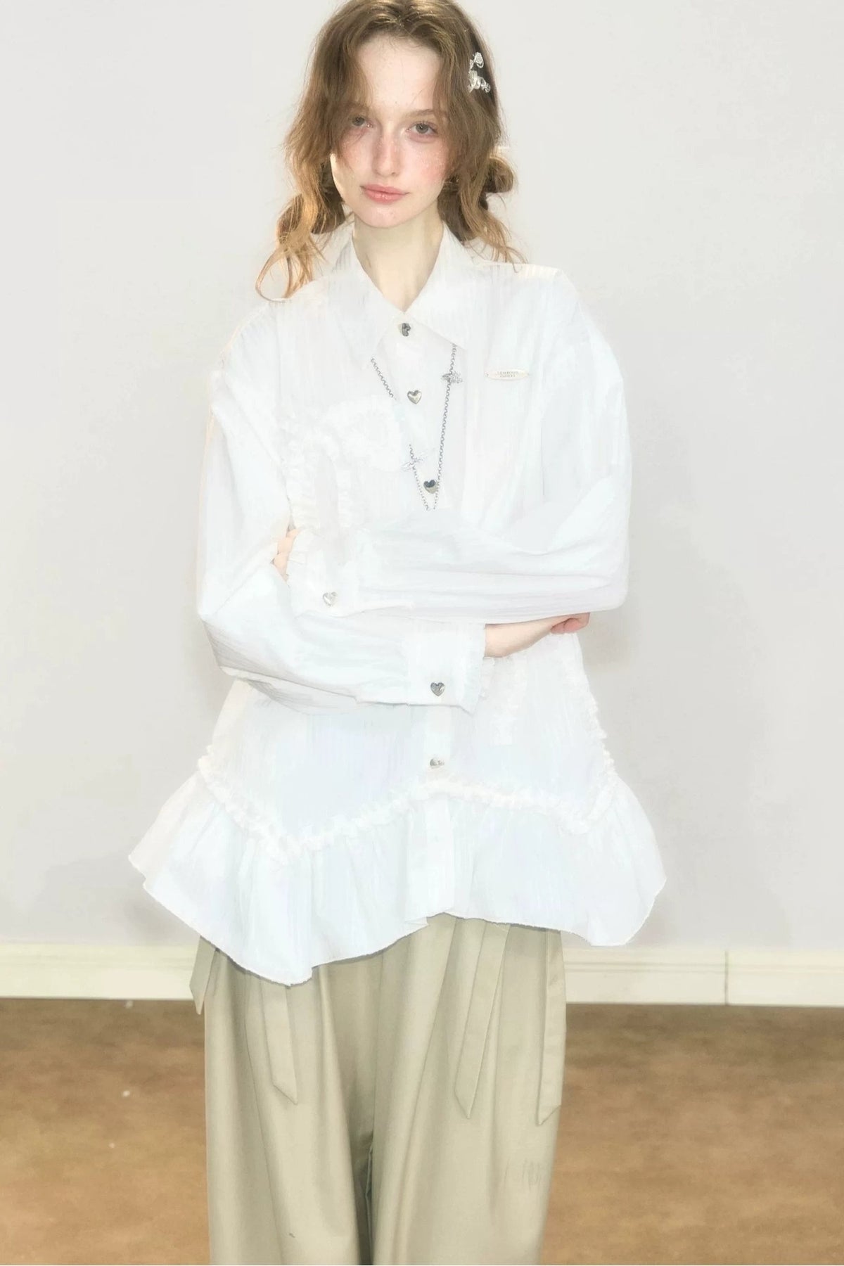 Lace Hem Bow Shirt