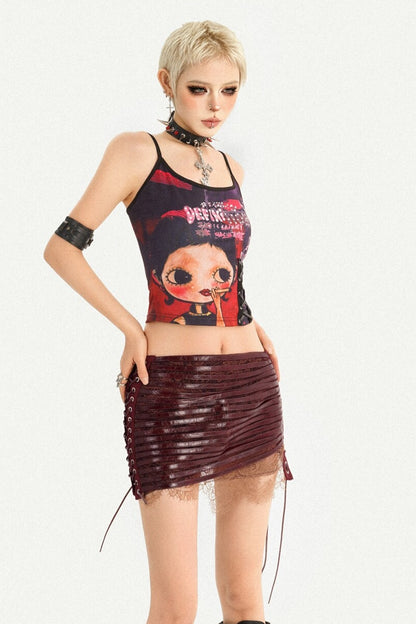 Gothic Lace Pleated Skirt