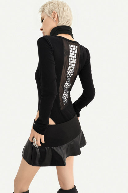 Studded Leather Pleated Mini Skirt