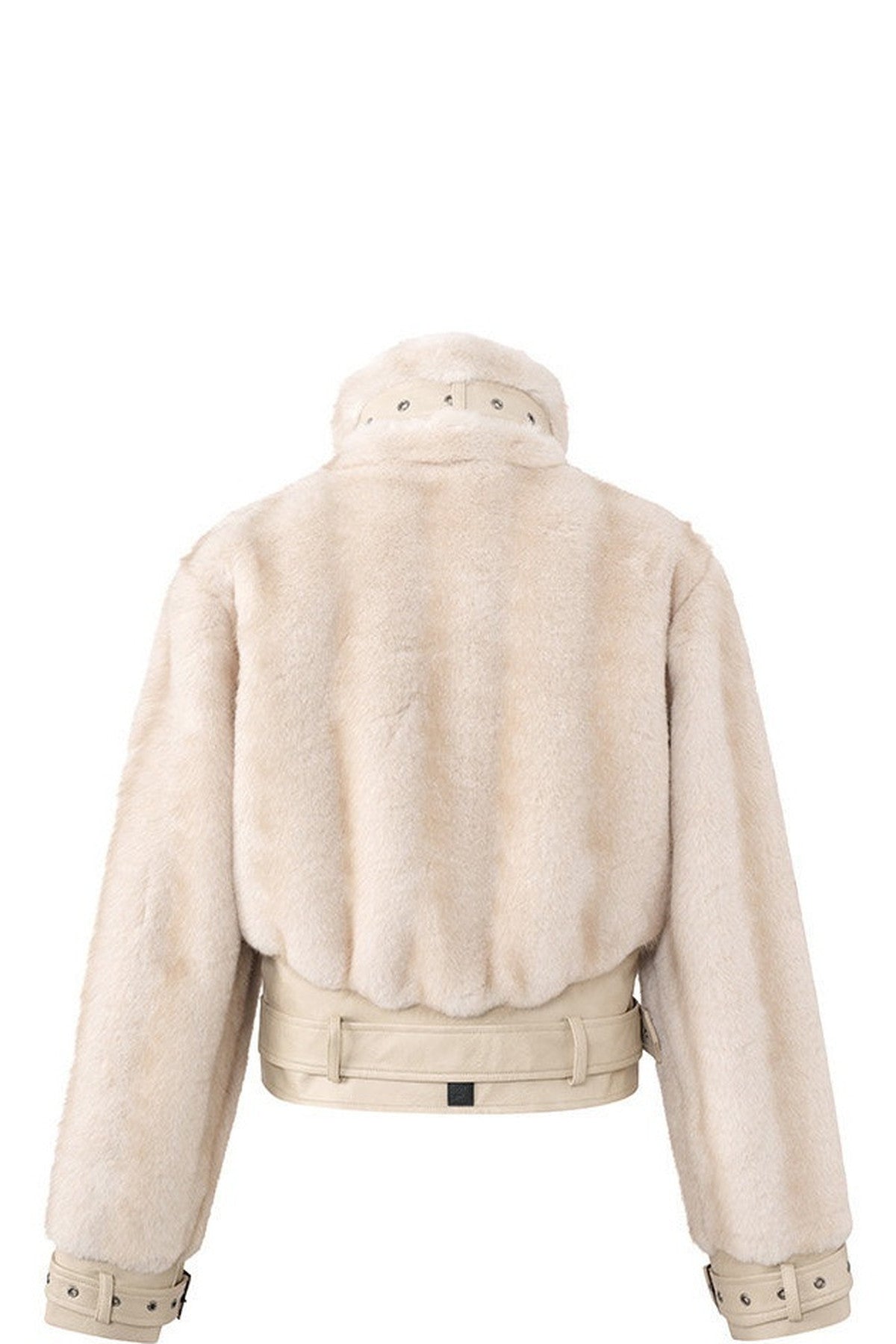 Imitation Mink Fur PU Leather Splicing Jacket