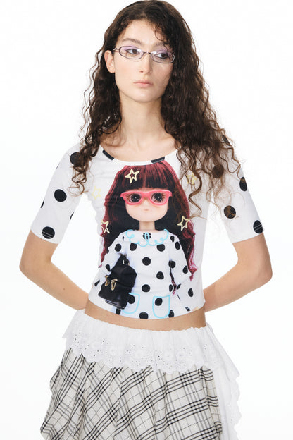 Printed Knit Raglan Top