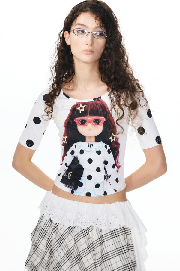 Printed Knit Raglan Top