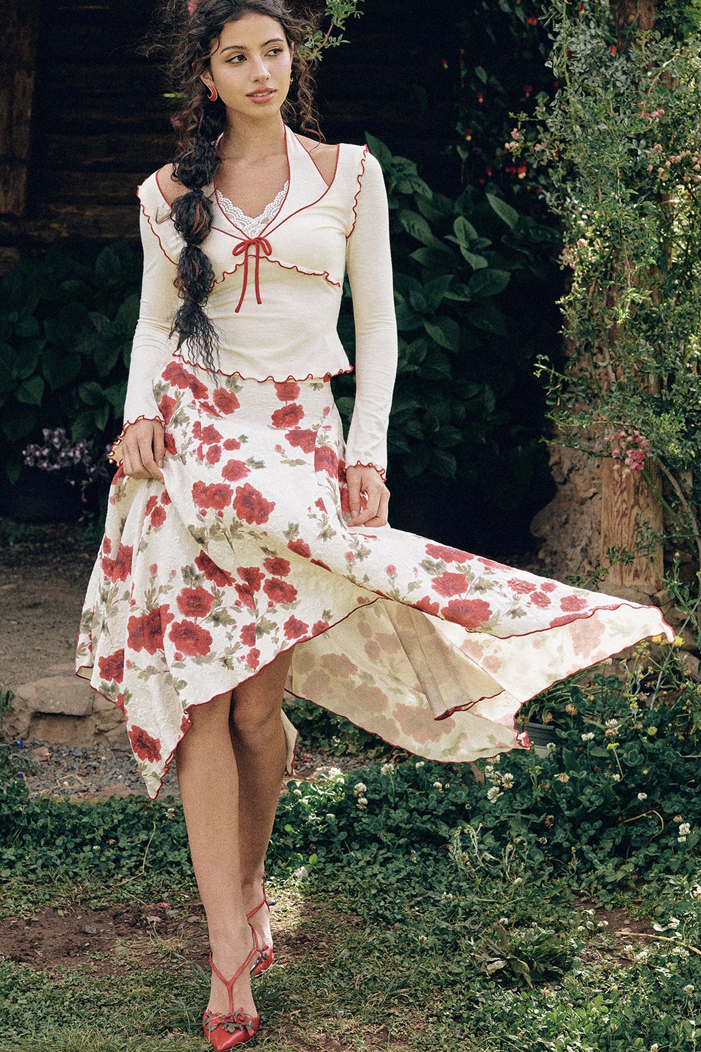 Rose Valley Floral Top and Skirt Set-Up