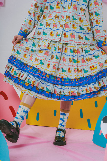 Printed Lace Patchwork Skirt