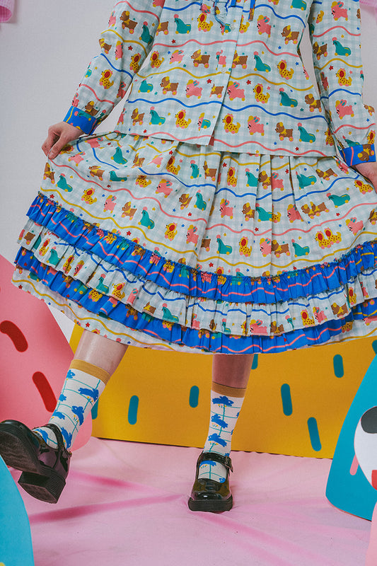 Printed Lace Patchwork Skirt
